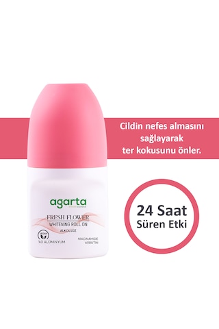 Agarta Fresh Flower Ter Kokusu Önleyici 24 Saat Etkili Beyazlatıcı Kadın Roll-On Deodorant 50 ML﻿﻿