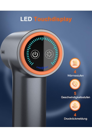 Isı Fonksiyonlu Arboleaf Masaj Tabancası Derin Doku, Masaj Tabancası 5 Masaj Seviyeli Led Dokunmatik Ekran, 3 Isı Seviyesi Ve 6 Masaj Başlığı, Kas Masajı 10 Mm Genlik Rahatlama İçin Usb-c