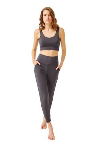 Cottonhill Füme Yüksek Bel Çift Cepli Kadın Jogger Eşofman Altı Füme