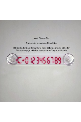Yeni Dünya Oto Ydnmr - 013 Araç Park Telefon Numaratörü Beyaz - Kırmızı