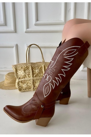 Jilla Taba Cilt Tak Çıkar Topuklu Bot Ve Çizme Taba1 Taba