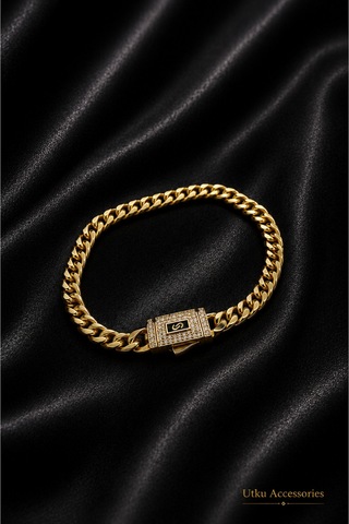 Cmjewelry Gurmet Gold Çelik Bileklik Altın