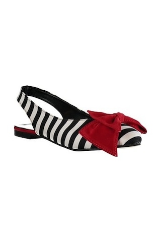 Fox Shoes Siyah/Beyaz/Kırmızı Kadın Babet D726774404