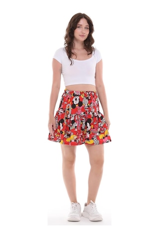 Mıckey Mouse Çizgi Film Karakterli Jarse Kumaş Şort Etek-431-kırmızı Kırmızı