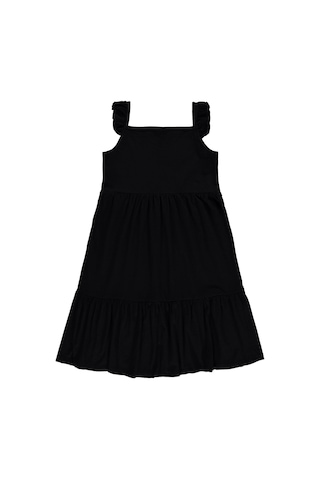 Civil Girls Fırfır Kollu Nakışlı 10-13 Yaş Elbise - Siyah