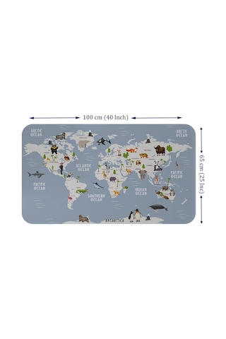 Eğitici Dünya Haritası Dünya Atlası Çocuk Ve Bebek Odası Duvar Sticker-60x105-3789 - Renkli Çok Renkli