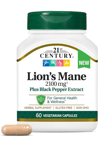 21st Century Lion's Mane Mushrooms Brain & Cognitive 2,100 Mg 60 Vegetarian Caps
