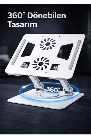 Ayarlanabilir Alüminyum Laptop Tablet Standı 360 Dönebilen Kaymaz Yüzey Ergonomik Yükseltici Stand