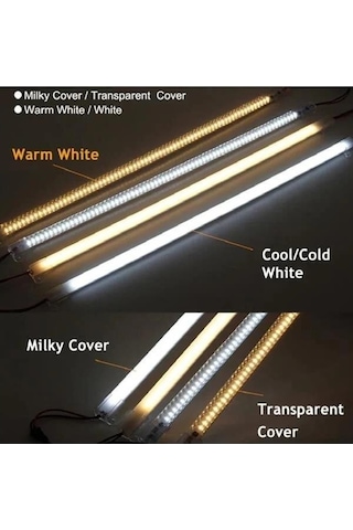220 Volt 4014 Çubuk Led Beyaz 6000-6500k -şeffaf Cam 50 Cm Kasalı Dim Edilebilir Bar Led 220v