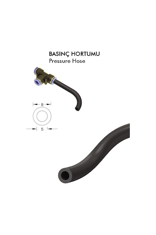 Contacall Basınç Hortumu Çok Amaçlı Hortum 8mm Çap Siyah Renk 10 Metre