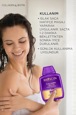 Collagen & Biotin Ekstra Hacim Şampuanı 300 Ml - Kolajen Biotin İnce Seyrek Saçlar 3'lü