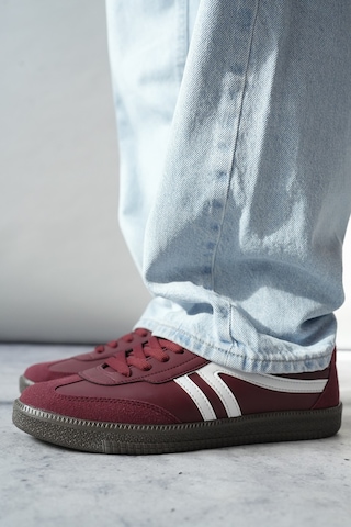 Muggo Garcia Garantili Unisex Ortopedik Günlük Bağcıklı Yürüyüş Koşu Sneaker Spor Ayakkabı Bordo