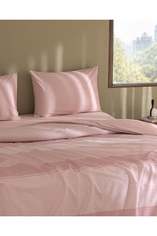 Madame Coco Belford Çift Kişilik Pamuklu Baskılı Çarşaflı Nevresim Takımı - Pudra 8684427333143 Çok Renkli