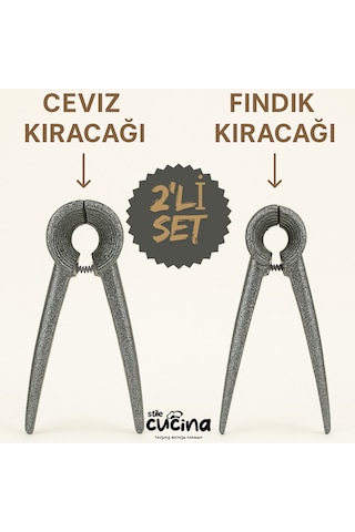 Ceviz Ve Fındık Kıracağı Seti Paslanmaz Çelik, Ergonomik, Profesyonel Kullanıma Uygundur Gri