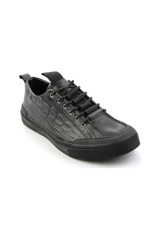 Siyah Hakiki Deri Erkek Sneaker E01900251044 Siyah