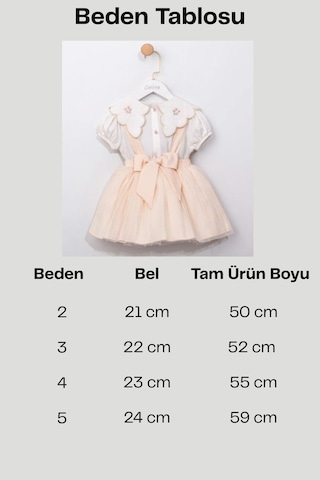 Cantoy Kız Bebek Bej Askılı Tütü Etek Ve Çiçek Nakışlı Bluz Takımı