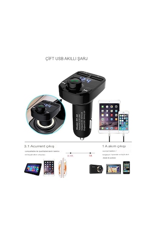 Fm Transmitter Bluetooth Araç Kiti Çakmaklık Mp3 Usb Sd