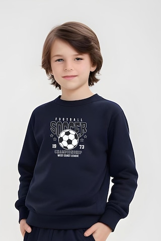 Erkek Çocuk Soccer Baskılı Bisiklet Yaka Eşofman Takımı Lacivert