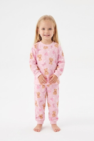 Modanıno %100 Pamuk Ve Baskılı Kız Bebek Pijama Takımı 9-36 Ay 12742ıs Pembe