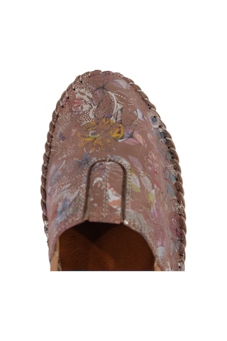 Napa Shoes Çiçek Desenli Rahat Taban Esnek Yapılı Günlük Konforlu Babet Ayakkabı Napa-108f Vizon