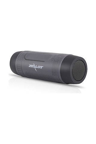 Teltree Zealot S1 Dış Mekan Bluetooth Hoparlörü - Ipx5 Su Geçirmez, Led Feneri, Sos Modu, Tf Kart/aux/fm Desteği, 4000mah Pil, Elsiz Konuşma - Gri