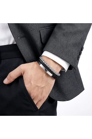 Moncuk Design İsim Yazılabilir Çoklu Çelik Zincir Bileklik Beyaz 33514b28d4 Siyah