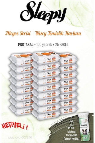 25'li Sleepy Portakal 100 Yaprak Yüzey Temizlik Havlusu Ve Rosıe Tekli