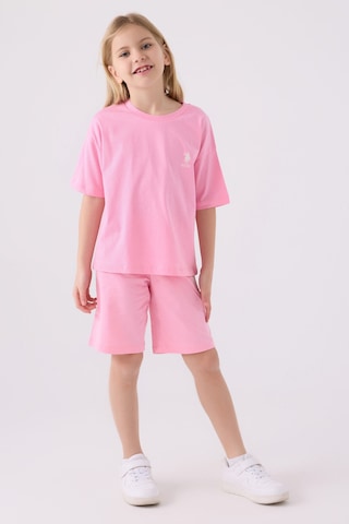 U.S. Polo Assn. Kız Çocuk Pembe Bermuda Takım Us1848-c-v21 Pembe