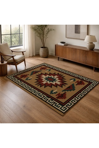Kartela Halı Western Halı Jüt Taban Dokuma Halı - 80 X 120 Cm Çok Renkli