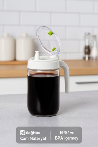 660 Ml Şeffaf Cam Yağdanlık Zeytinyağı, Sirke, Nar Ekşisi İçin İdeal Beyaz Diğer