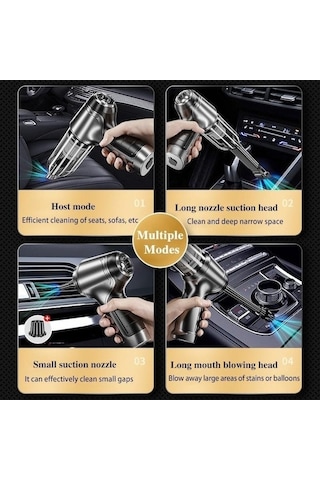 Tongxida 2024 Model Gri Araç İçi Kablosuz Süpürge - Emme/üfleme, 2 Fonksiyonlu