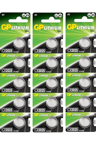 GP CR2025 3V Lityum Kartela Düğme Pil 5 x 3'lü