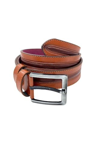 Süzer Deri Taba Suni Deri Ortası Desenli Model 4 Cm.lik Spor Kemer - 9023-52-22rl Taba
