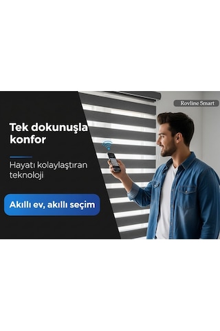 Akıllı Motorlu Zebra Perde, Zaman Ayarlı, Kumandalı, Telefon Ve Sesle Kontrol, Tuya Uyumlu Ekru