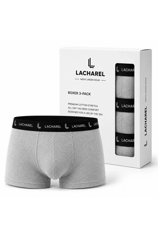 Suma Erkek Likralı Pamuklu Nefes Alan Penye Boxer 3lü Paket - Gri