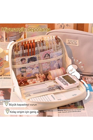 Geniş Kapasiteli Seyahat Kalem Kutusu, Okul Ve Ofis Organizer Çantası, Çok Bölmeli Kozmetik Saklama Çantası, Şık Ve Pratik Depolama Çözümü, Dayanıklı Öğrenci Malzeme Organizer Yeşil