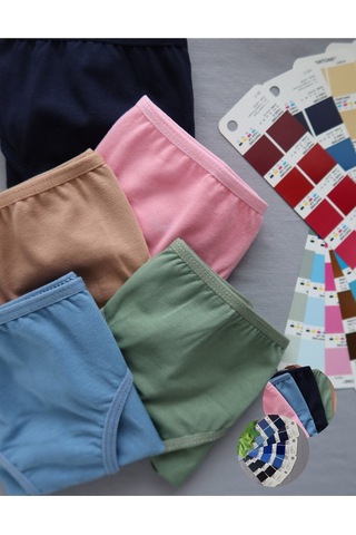 Alya Underwear Kız Çocuk Kalpli Dokuma Lastik Pamuklu Kumaş Slip Külot 5'li Paket 5 Adet Beyaz Renkli P14