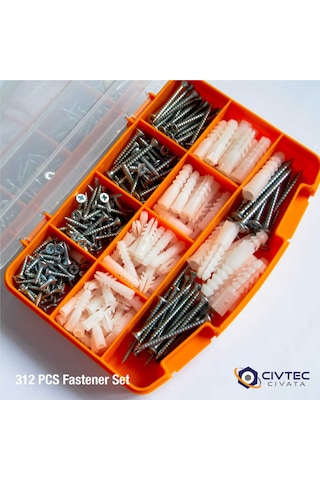 Civtec 312 Parça 12 Çeşit Vida Ve Dübel Seti - Takım