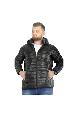 Mode Xl Büyük Beden Mont Kapitone Kapüşonlu 22602 Siyah 001