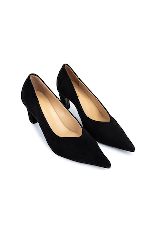 Tamer Tanca Kadın Hakiki Deri Siyah Süet Topuklu Ayakkabı 594 6308 Bn Ayk Sk25-26 Sıyah Suet SIYAH SUET