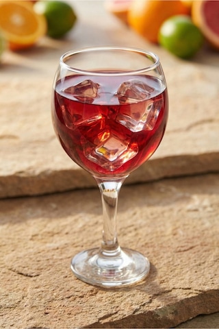 Lav Misket Cam Goblet 6'lı 645 ml Ayaklı (Şarap Kadehi , Kokteyl Bardağı)
