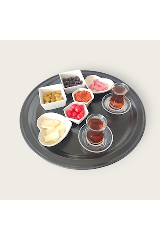 Metal Sini Tepsi Kahvaltı Çay Kahve Sunum Tepsisi 50 Cm Yuvarlak Siyah Metal Sini Tepsi Kahvaltı Çay Kahve Sunum Tepsisi 50 Cm Yuvarlak Siyah