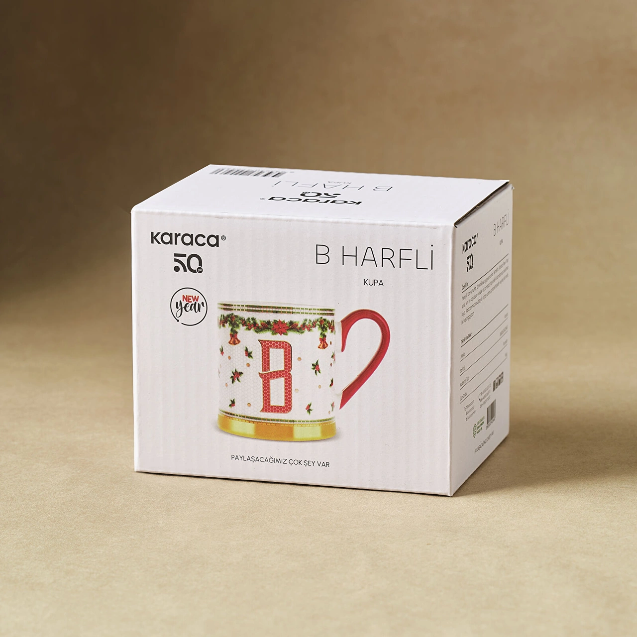 Karaca New Year Yılbaşı Petek B Harfli Kupa 330 Ml Kırmızı