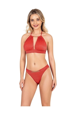 Endeep Kadın Zincir Aksesuarlı Kırmızı Bikini Takımı