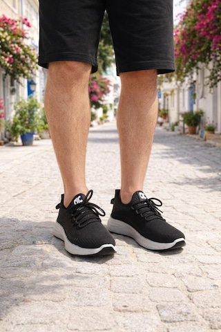 Modaonn Erkek Siyah Sneaker Spor Ayakkabı Bağcıklı Ve Lastikli Günlük Rahat Model Siyah-siyah