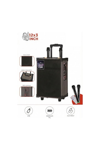 D46 Kahverengi Usb, Tf, Bt, Tws, Fm Çift Mikrofonlu Hoparlör Parti Speaker
