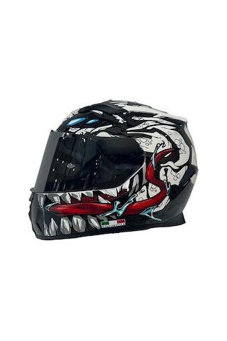 Sway Sw-820 Beast Full Face Kapalı Kask Beyaz - Kırmızı - Siyah