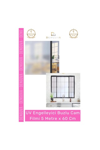 Camfilmi Uv Engelleyici Gizlilik Sağlayan Yapışkanlı Dekoratif Buzlu Cam Filmi 5 Metre X 60 Cm