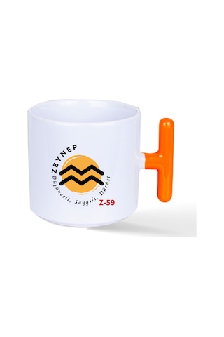 Kişiye Özel Burç Temalı Turuncu T Fincan, Burç Tasarımları Z2 Serisi