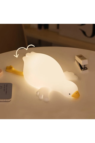 Şarjlı Sevimli Silikon Ördek Gece Lambası Dokunmatik Kısılabilir Sarı
